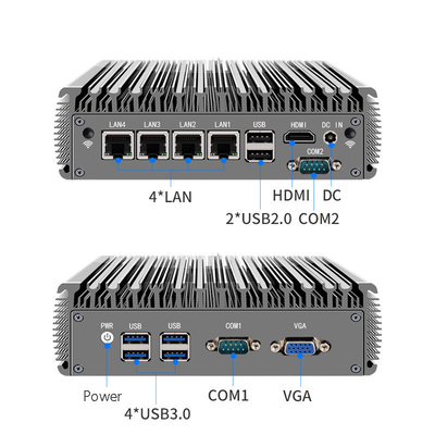 Mini pc industriel sans ventilateur 4 lan RJ45 Giga Quad core J4125 core i3 i5 i7 Mini ordinateur industriel sans ventilateur